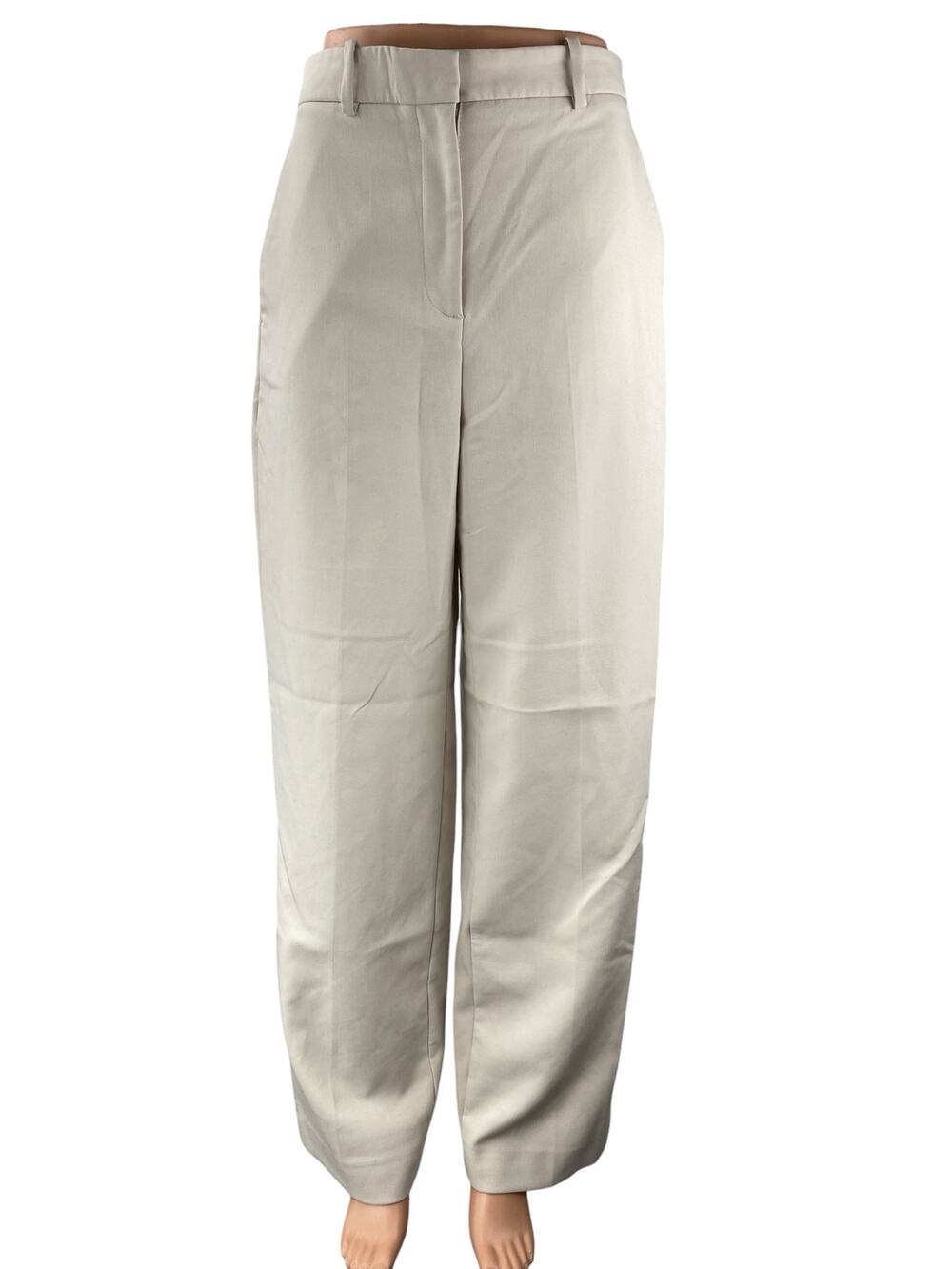Zara Women's White High Waisted Wide Leg Baggy Trousers Dress Pants Size S